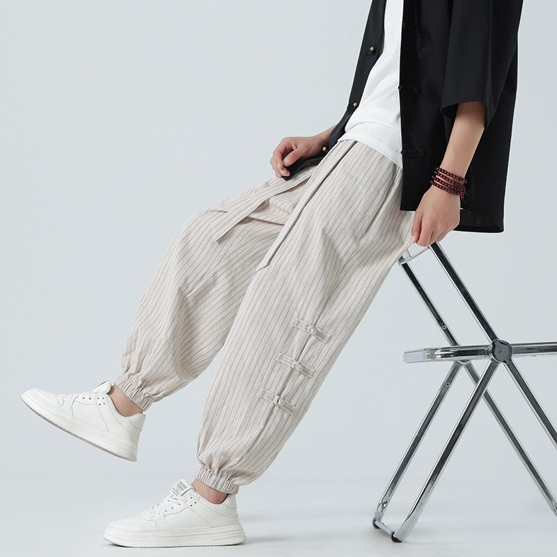 Summer Quality Linen Pants Chinese Style Men's