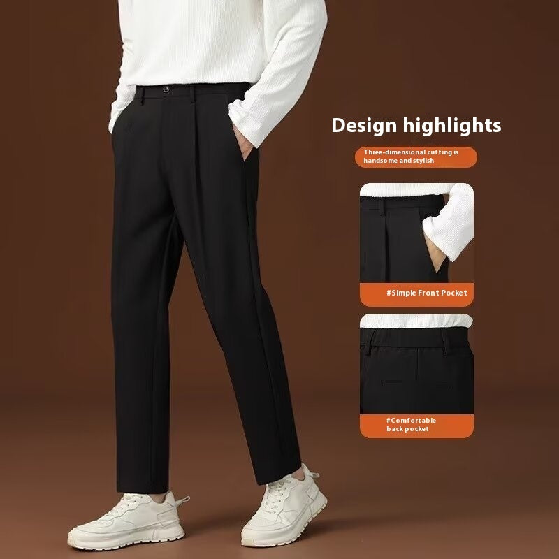 Draping Effect Thin Cool Straight Casual Pants