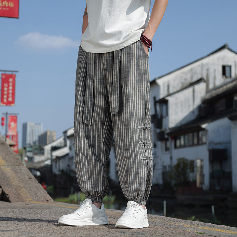Summer Quality Linen Pants Chinese Style Men's