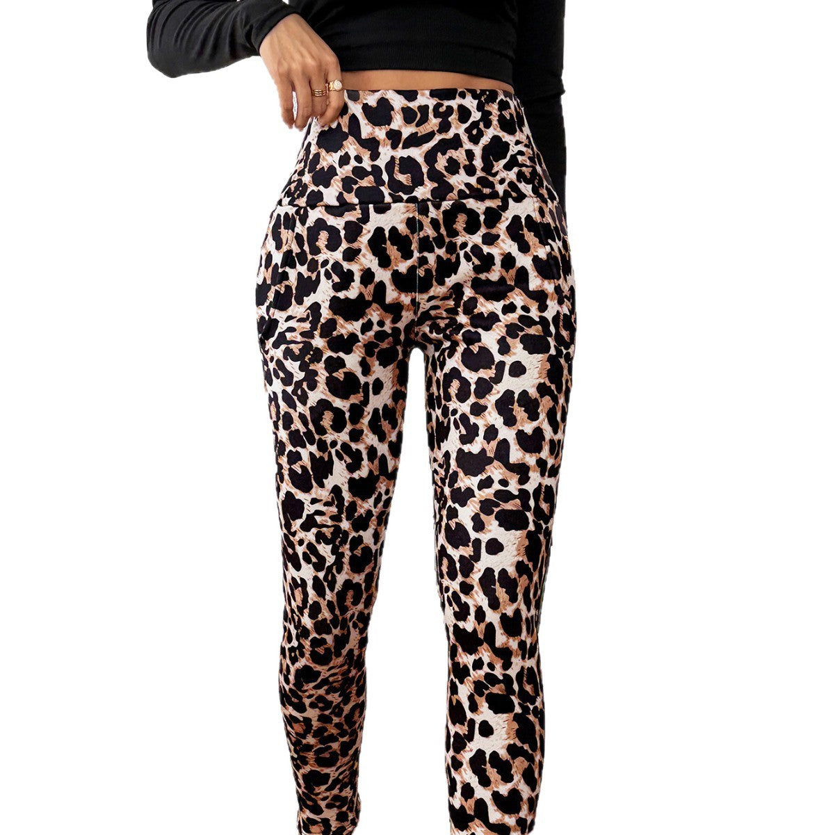 Leopard Print Cashmere Leggings High Waist