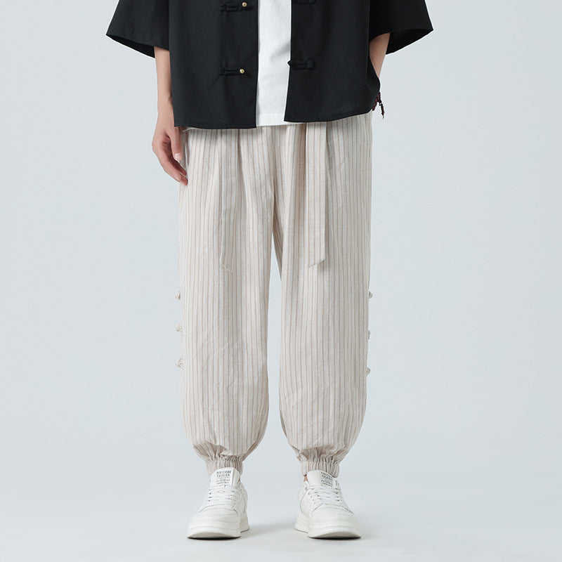 Summer Quality Linen Pants Chinese Style Men's
