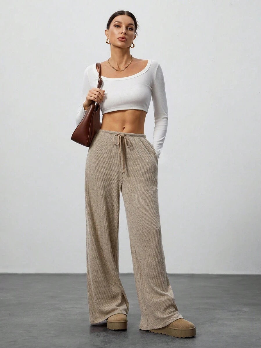 Women's Solid Color Drape Waist Drawstring