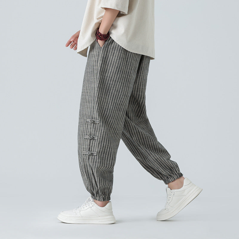 Summer Quality Linen Pants Chinese Style Men's