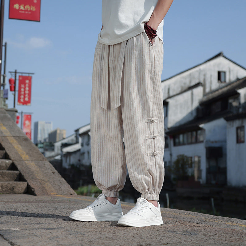 Summer Quality Linen Pants Chinese Style Men's