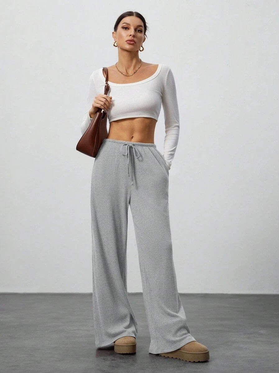 Women's Solid Color Drape Waist Drawstring