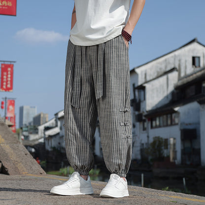 Summer Quality Linen Pants Chinese Style Men's