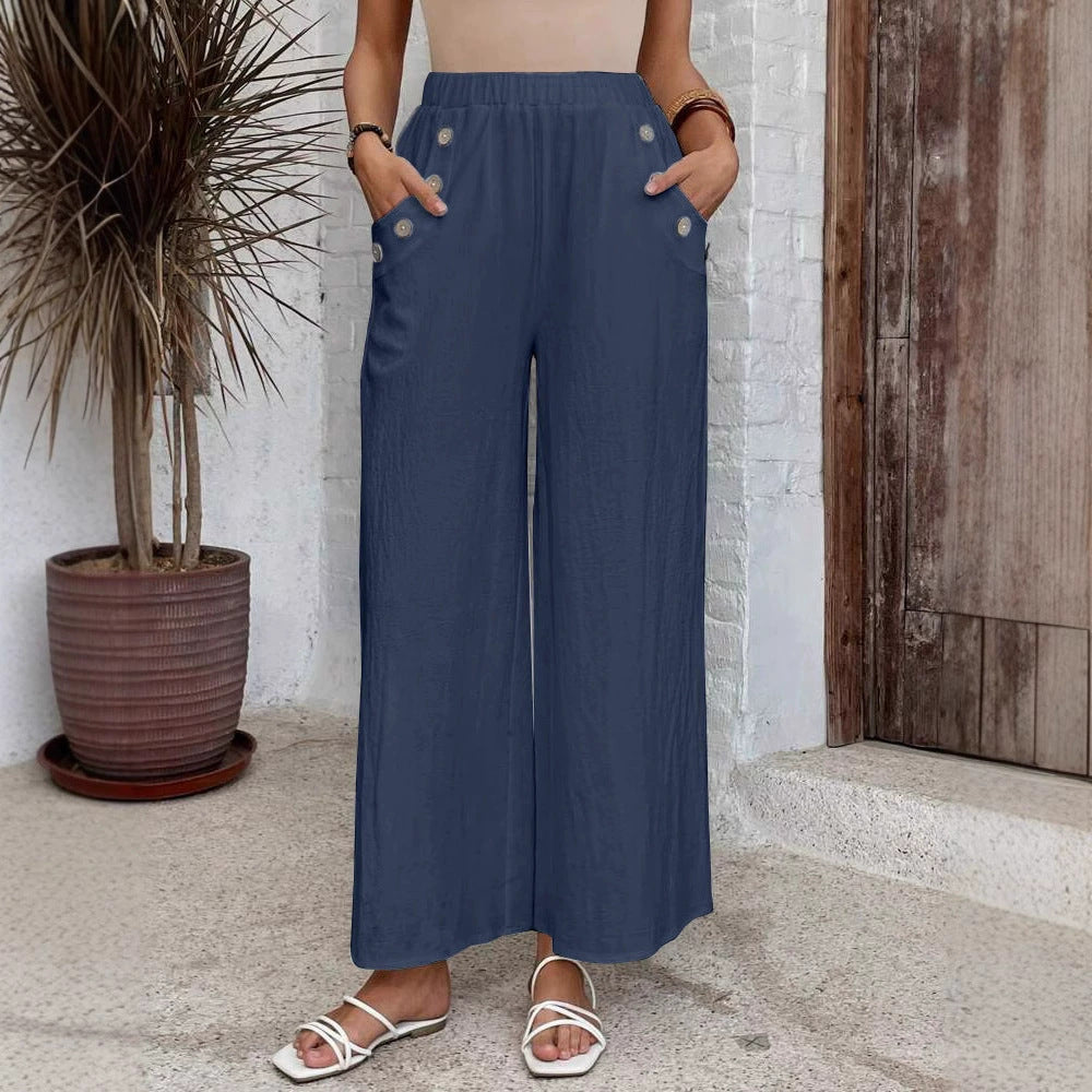 Women's Casual Elastic High Waist Loose Trousers