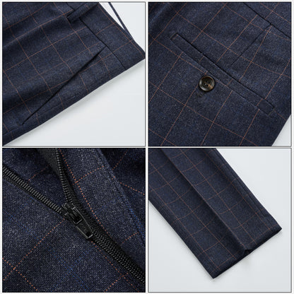 Men's Plaid High-end Suit Pants Korean Slim