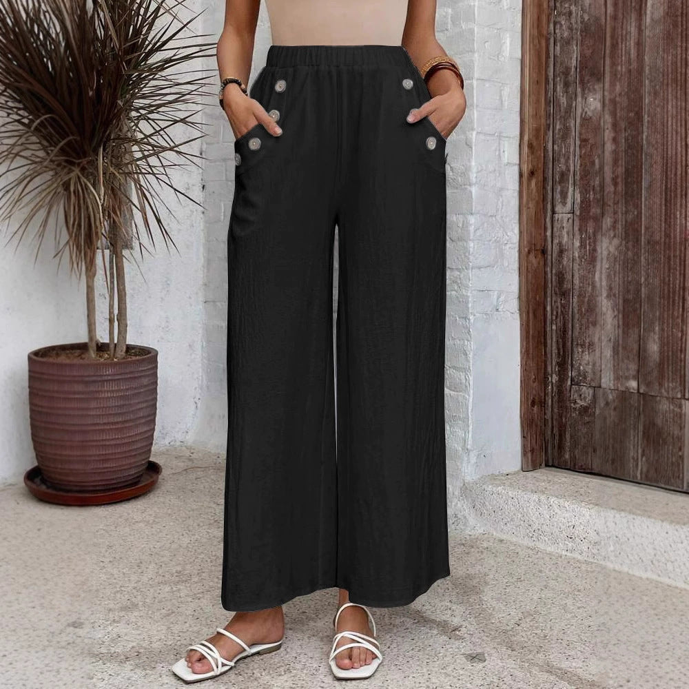 Women's Casual Elastic High Waist Loose Trousers