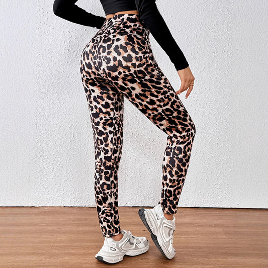 Leopard Print Cashmere Leggings High Waist