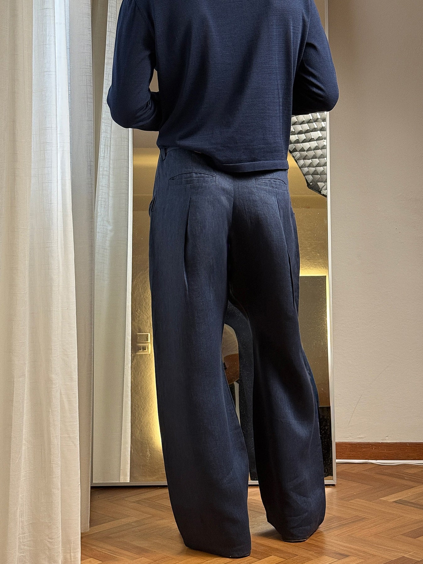 Men's Classic High-Waisted Wide-Leg Pants
