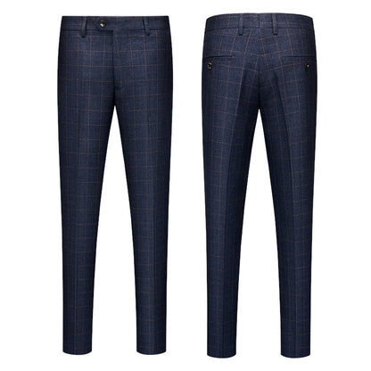 Men's Plaid High-end Suit Pants Korean Slim