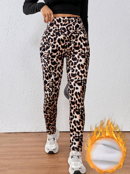 Leopard Print Cashmere Leggings High Waist